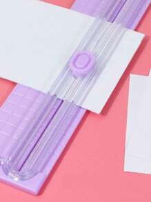 1 pieza Cortador de escritorio portátil deslizante (Adecuado para estudiantes) Mini cortador de papel A4 Cortador de fotos plegable y deslizante conveniente Cortador de papel de plástico de oficina - Multicolor - Ver 3