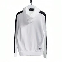 Puma 100% 纯棉连帽印花针织透气宽松运动服，舒适户外健身跑步休闲连帽衫情侣套装 - 白色 - 查看 10