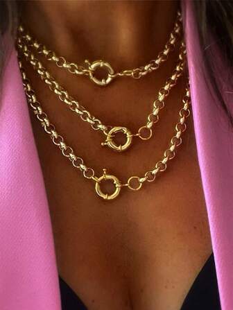 1 pezzo Collana con catena Rolo dorata, Collana con catena Belcher, Collana con catena dorata, Collana con chiusura