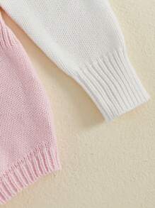 Baby Girls Autumn Winter Romper, Newborn Long Sleeve Knitted Patchwork Overalls Jumpsuit