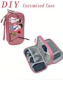 1pc Customized Cable Organizer Pouch - Can Be Customized With Your Unique Design (Photo, Name, Illustration) For Mobile, Digital Electronics, Power Bank, Charger, U Disk, Earphone Storage