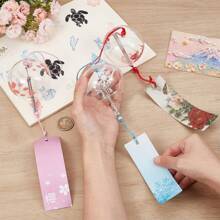 1pc Japanese Style Handmade Glass Wind Chimes In Pink Cherry, Red, Blue, Suitable As Birthday Gift And Home Decor
