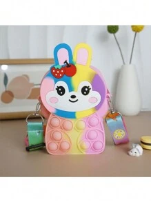Bolsa mensageiro de silicone com animais fofos, porta-moedas, mini bolsa de aperto com liberação de pressão dos dedos - à prova d'água, bolsa de armazenamento