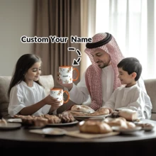 1 件 11 盎司定制陶瓷杯阿拉伯名字咖啡杯，阿拉伯风格茶壶茶杯茶元素用于泡茶和咖啡，鲜艳的橙色多种颜色可供选择，送给朋友、儿童、父亲、母亲、家人的礼物，多功能、装饰性、防霉、可重复使用、可爱、高品质、可爱、现代、定制、个性化、独特、适合他的理想礼物，适合孩子、浴室、客厅、卧室、办公室、茶室、学校、家庭的理想礼物