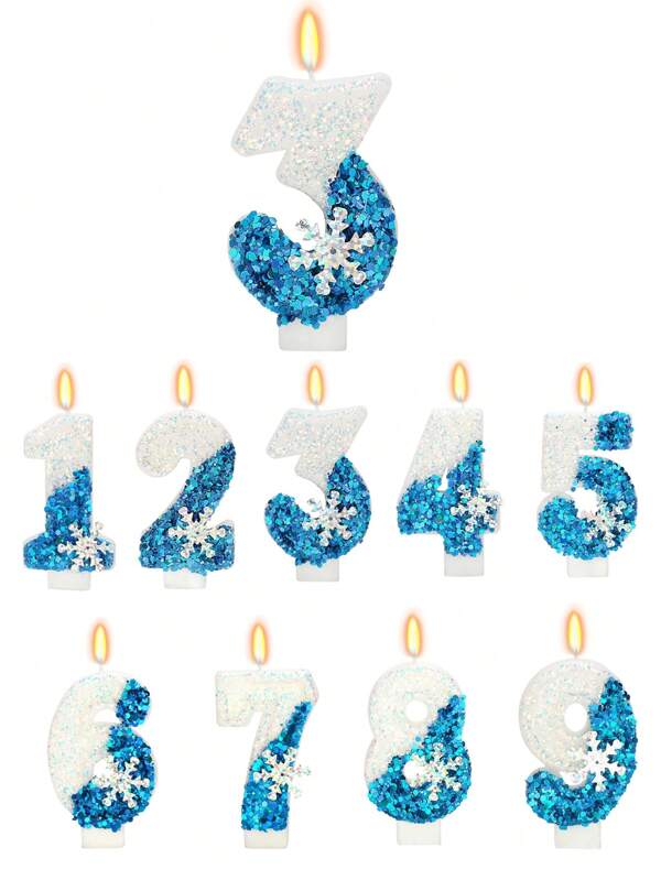 1 pezzo Candele a tema neve per compleanno, candela per festa di compleanno, decorazione per festa di compleanno Frozen, decorazione a forma di topper per torta di 7 cm