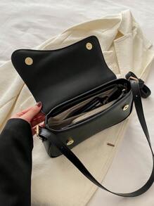 Bolso cuadrado minimalista con solapa, bolso debajo del brazo de unicolor simple, bolso de textura de PU, bolso versátil de moda
