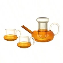 High Borosilicate Glass Heat-Resistant Tea Set 1 Pot 2 Cups, Luxurious Large Capacity Home Teapot Set