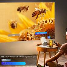 便携式迷你投影仪、高清家用艺术投影仪、Android 11 和 5G WiFi、HY3000、蓝牙无线屏幕镜像，适用于办公室/客厅/家庭影院/户外/派对。 - 查看 12