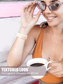 1pc Fashionable Minimalist Women's AppleWatch Band, Oval Resin Elastic Strap Style, Lightweight, Breathable, And Easy To Wear, Waterproof And Scratch-Resistant, Sizes Include 38/40/41mm, 42/44/45/49mm, 42mm For S10, 46mm For S10, Professional Fit For AppleWatch Ultra 2/1, SE 10/9/8/7/6/5/4/3/2/1. - Multicolor - View 4