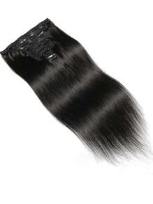 Straight Clip In Hair Extensions Real Human Hair Brazilian Remy Human Hair Clip In Hair Extensions Natural Black For Women - SNatural - View 7