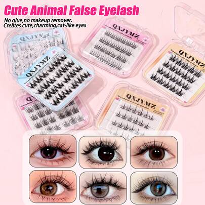4D/5D 20/24 Cụm không keo tự dính kiểu nhân vật hoạt hình, dày 0,05mm, uốn cong chữ C, kiểu mi cosplay anime, phù hợp cho người mới bắt đầu, Cụm mi, Lông mi riêng lẻ, Lông mi, Lông mi giả