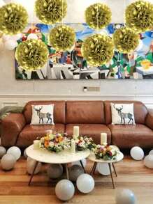 12 件/套纸花球挂饰，适用于派对、婚礼、庆典、户外装饰、生日派对 - 金色 - 查看 8