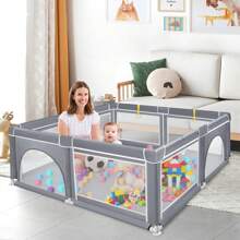 LILIIN Playpen Baby Playpen Gate With Non-Slip Base And Breathable Net And 50 Balls, Stable Barrier Activity Center For Children - 180 X 150 cm Dark Grey - View 10