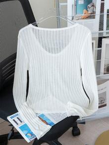 Women's Knit Sweater With Side Slit Cuff Design, Lightweight, Versatile, Tie-Front, Summer