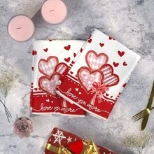 16x24 Inch Super Soft And Absorbent Heart-Shaped Kitchen Towel - Machine Washable Dish Cloth With Valentine's Day Heart Design, Home Decor, Holiday Gift, Wedding Decor