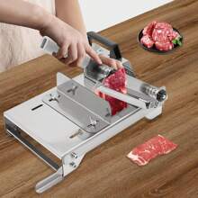 HOHOBLA Manual Frozen Meat Slicer, Stainless Steel Meat Cutter Beef Mutton Roll For Hot Pot BBQ Food Slicer Slicing Machine For Home Cooking Of Hot Pot Shabu Shabu BBQ - Silver - View 3