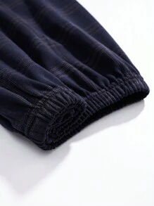 2pcs Men's Plaid Knit Robe Sleepwear Set With Pants, Breathable And Moisture Wicking, Spring & Autumn, Fall Winter Clothes