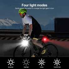 NetHong 2 X USB Rechargeable 3 LED Night Bike Lights Set Front & Rear Mountain Bicycle Light - Black - View 8
