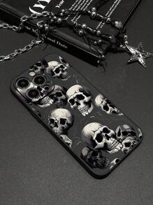 1pc Gothic Skull Print Frosted Edge Phone Case, Compatible With Apple IPhone 11/12/13/14/15/16/16Pro/16ProMax And Galaxy A05/A15/A25/A35/A53/A54/A55/A56/S23/S24/S25