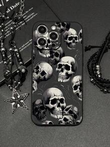 1pc Gothic Skull Print Frosted Edge Phone Case, Compatible With Apple IPhone 11/12/13/14/15/16/16Pro/16ProMax And Galaxy A05/A15/A25/A35/A53/A54/A55/A56/S23/S24/S25