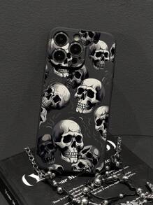 1pc Gothic Skull Print Frosted Edge Phone Case, Compatible With Apple IPhone 11/12/13/14/15/16/16Pro/16ProMax And Galaxy A05/A15/A25/A35/A53/A54/A55/A56/S23/S24/S25