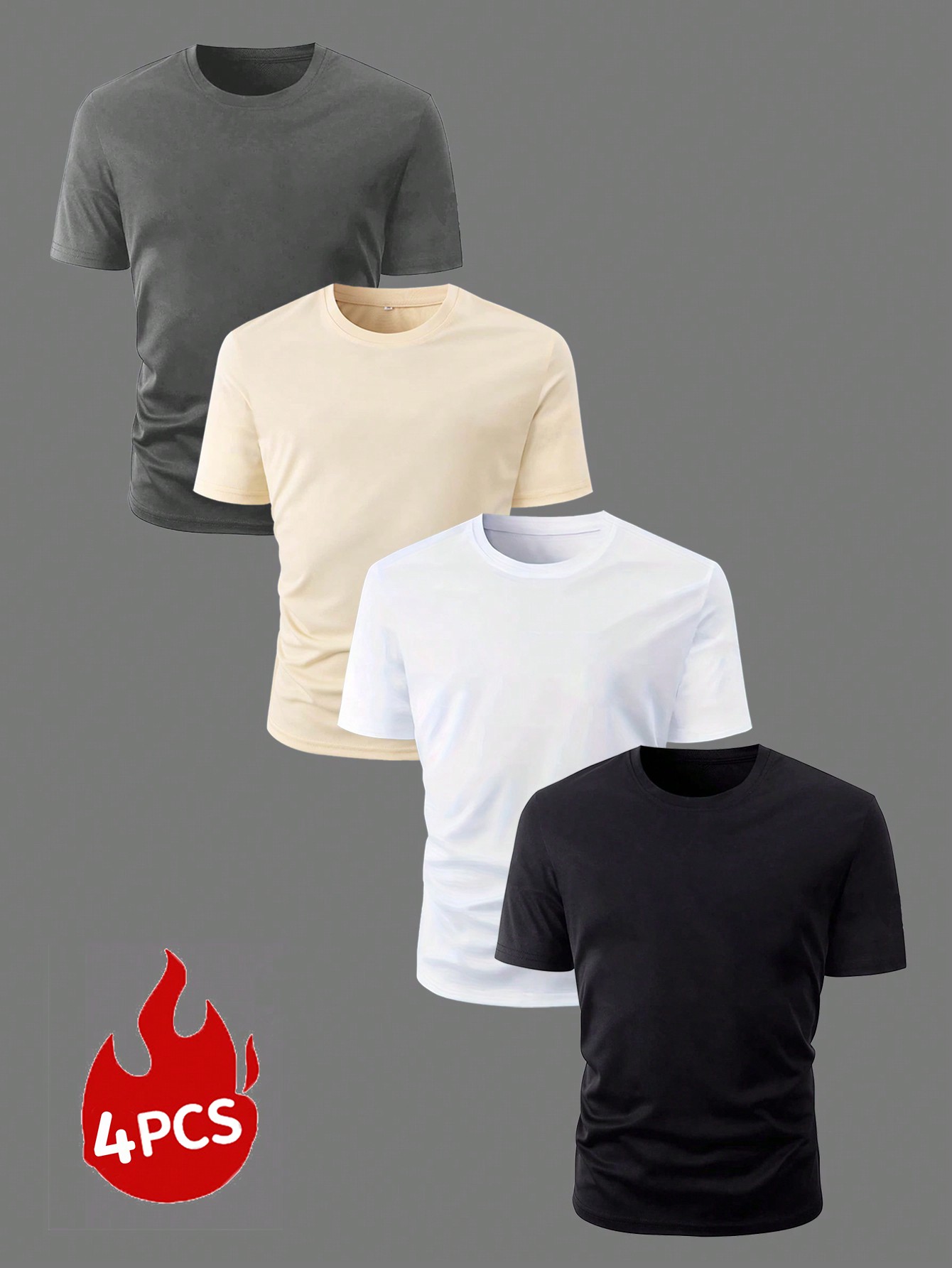 4 Pcs/Set Men's 2024 Summer Japanese Letter & Palm Tree Printed T-Shirts