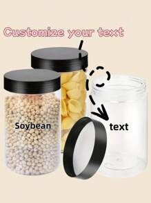 1pc Customized Clear Plastic Jars With Lids, Refillable, Leakproof, Short-Term Food Storage Containers, Clear Plastic Jars For Dried Fruits And Snacks - Multicolor - View 2