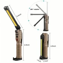 Linterna de trabajo recargable, magnética y plegable, luz de trabajo LED portátil para parrilla con 7 modos de iluminación, luz para mecánicos - Caqui - Ver 4