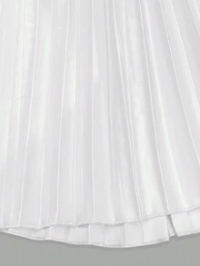 New Arrival Spring/Summer High Waist Pleated Skirt, Draping Slimming Effect, Mid-Length A-Line Skirt, Retro French Style, Versatile For Commute, Dates, Daily Wear, Suitable For Multiple Occasions, Displaying Approachable Charm, Fashionable Women's Skirt, Women's Elegant Vacation Outfit, Party Skirt, Beach Skirt, Women's Valentine's Day Outfit - White - View 5