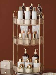 1 件 360 度旋转化妆品收纳盒，适用于梳妆台，大容量护肤品透明化妆品收纳香水收纳盒化妆品梳妆台收纳盒台面，化妆品收纳盒，360 度旋转可调节化妆品收纳展示，适用于假日海滩、浴室收藏、卧室收藏，大容量