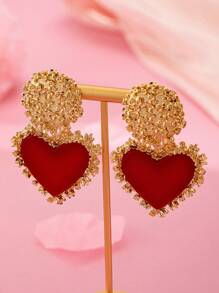 一对情人节心形耳环，时尚复古优雅，白天佩戴和特殊晚宴场合佩戴简约时尚的复古心形耳环，妈妈，母亲，母亲节，礼物