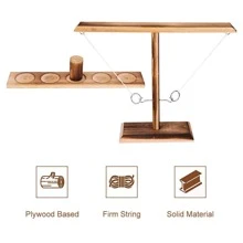 NetHong Hook And Ring Toss Battle Game Handmade Wooden Interactive Drinking Games Toy. - Brown - View 8