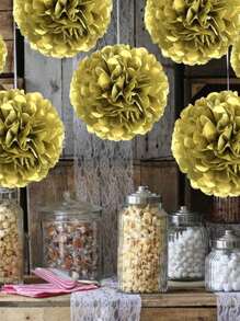 12 件/套纸花球挂饰，适用于派对、婚礼、庆典、户外装饰、生日派对 - 金色 - 查看 5