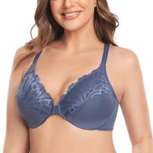 MELENECA MELENECA Women's Racerback Front Closure Full Coverage Unlined Plus Size Underwire Bra