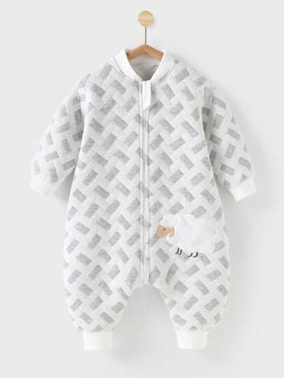 Bộ đồ ngủ trẻ sơ sinh ấm áp 4 mùa, không có khung xương, thích hợp cho phòng điều hòa, áo liền quần dài tay.