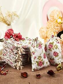 10pcs Small Rose Drawstring Bag, Red Linen Burlap Flower Bag, Jewelry Gift Bag, Suitable For Wedding DIY Craft Parties, Candy Packaging Bags, Gift Packaging Bags, Cloth Bags, Rose Cloth Bags - Multicolor - View 4