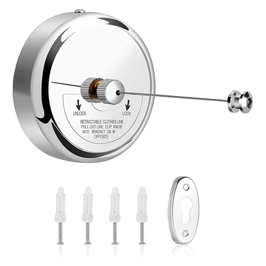 2.8m Tendedero Secador Retráctil Carrete Color Acero Inoxidable Bonito y práctico, fácil de instalar
