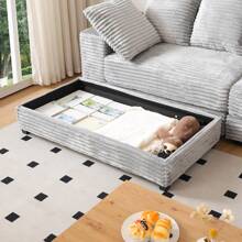 LUCKHAO 108.6" Corduroy Modular Sectional Sofa With Ottoman & Storage, Modern Deep-Seat L-Shaped Sectional With 8 Pillows, Cloud-Like Couch For Living Room, Apartment, Or Office - 灰色 - 查看 5