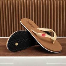 Men's Flip Flops,High-End Non-Slip Odor-Resistant House Slippers,Fashionable Rubber Outdoor Thick-Sole Beach Sandals - Brown - View 4