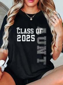 100% Cotton Aunt Senior 2025 Proud Auntie Of A Class Of 2025 Graduation T-Shirt