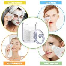 50 Pieces Reusable Compressed Natural Facial Sponges Round Soft Face Exfoliator Makeup Removal Cleansing Sponge Reusable Cosmetic Sponge With Clear Plastic Sponge Storage Jar