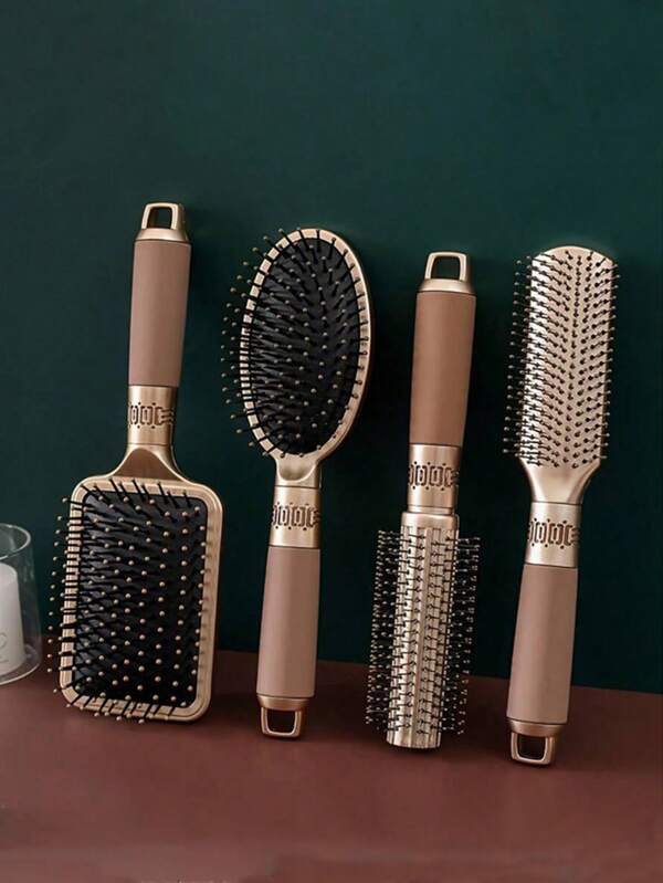 5pcs/Set Hair Brush Set: Air Cushion Brush, Pointed Tail Brush, Curling Brush, Scalp Massage Brush, Anti-Static Massage Tool, Suitable For Long & Short Hair, Home Curling Iron, Body Care, Travel, Hair Clips, Hair Accessories