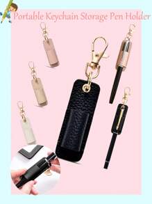 1pc Portable Student/Office Stationery Pen Holder With Key Chain, Mini Pen Clip,Back To School,School Supplies,Pencil Case,Pencil Pouch,School Bag