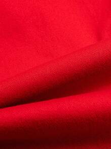 Young Boy Chino Red Pants, Fashion Embroidery Elastic Waist Simple Classic Full Zip Front Closure Casual Straight Leg Trousers - Red - View 11