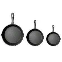 Kitchen Saute Fry Pan - Pre-Seasoned Cast Iron Skillet Set 3-Piece - Frying Pan - 6 Inch, 8 Inch And 10 Inch Cast Iron Set (Black) - Black - View 2