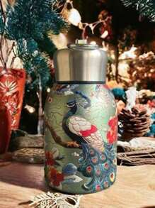 1 pièce Nouvelle tasse à vide avec motif oiseau chinois, portable avec poignée pour usage extérieur et véhicule, bouteille d'eau pour la rentrée scolaire - Multicolore - Voir 14