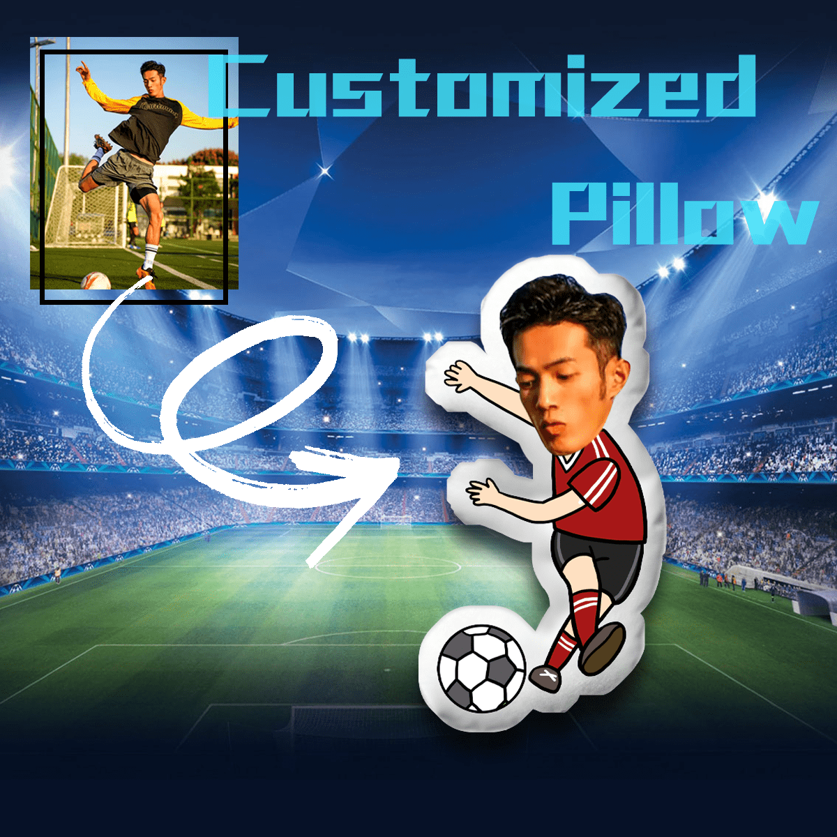 Un cojín personalizado y divertido con forma de balón de fútbol, un regalo de cumpleaños divertido, personalizado con fotos, un cojín con forma de flor con texto, perfecto para regalos del Día de San Valentín para novios, novias, esposos y esposas, perfecto para aniversarios, Día de San Valentín, ceremonias de graduación, bodas, regalos de Navidad