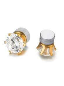 2pcs Fashion No-Piercing Zirconia Earrings, Six-Prong Stainless Steel Magnetic Zirconia Earrings, Brilliant Zirconia