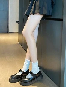 5 Pairs Women White Novelty Cute Ruffled Frilly Ankle Crew Socks - White - View 7