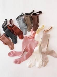 1件婴儿简约可爱纯棉连裤袜，适合日常穿着 - 彩色 - 查看 3